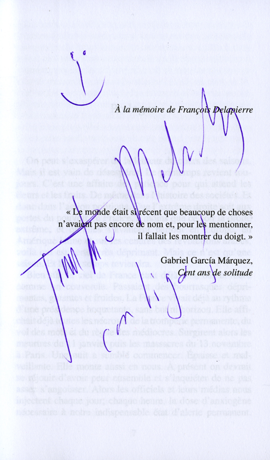 dédicace de "L'ère du Peuple" par Jean-Luc Mélenchon