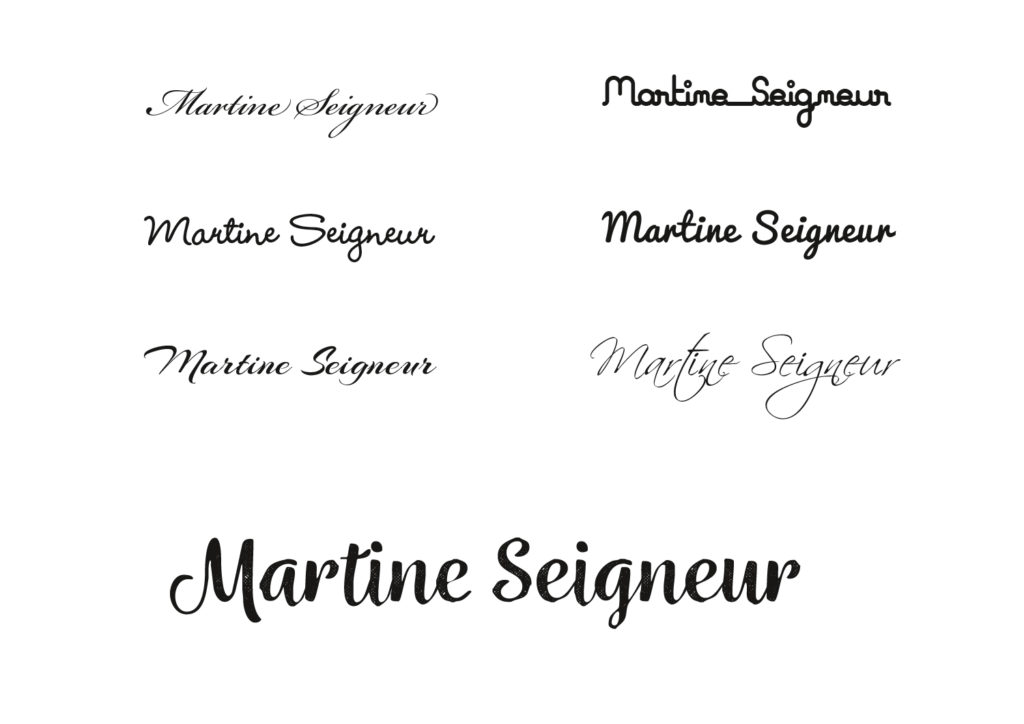 propositions de typo pour le logo "martine seigneur"