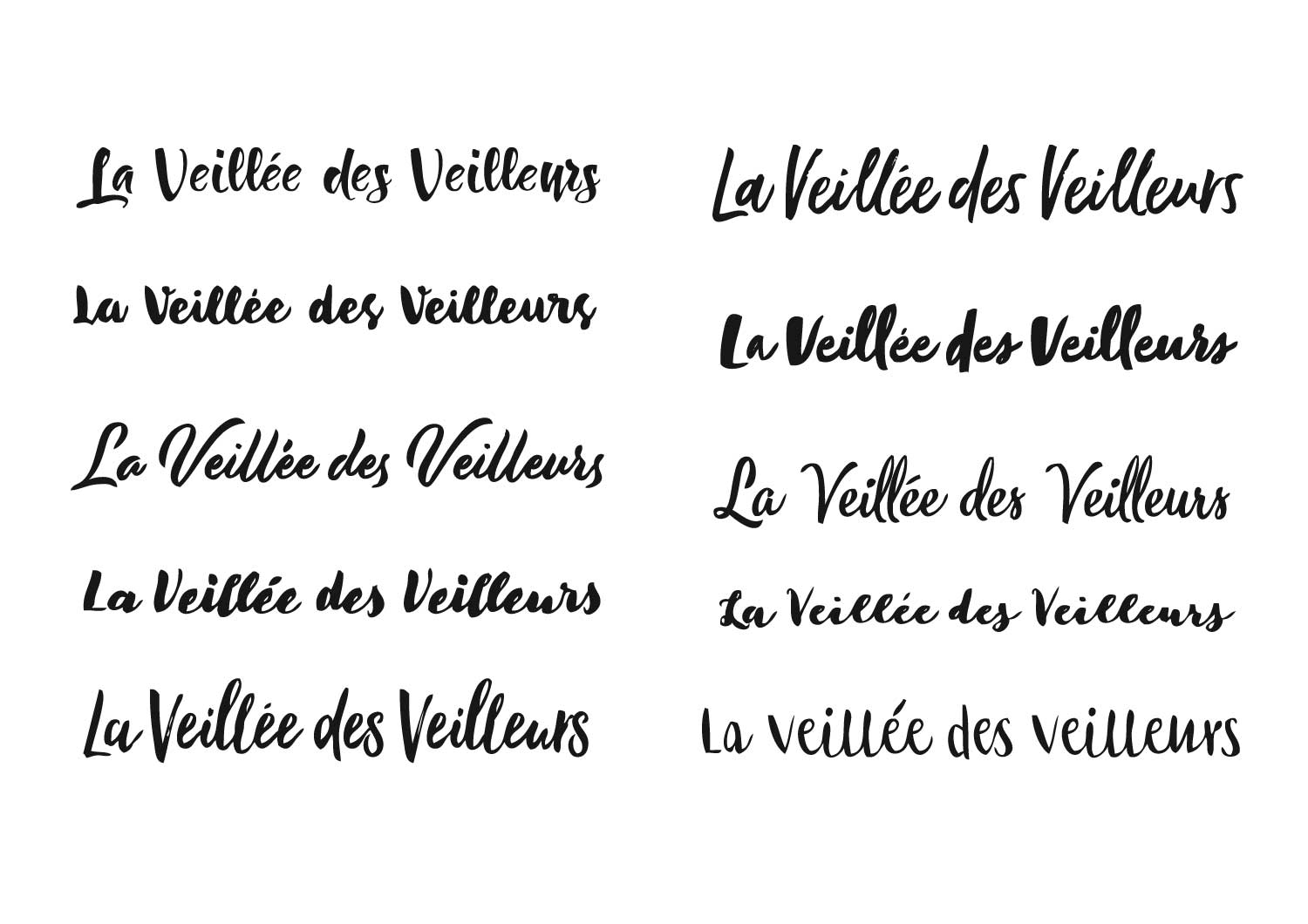 propositions de typo pour le logo "la veillée des veilleurs"